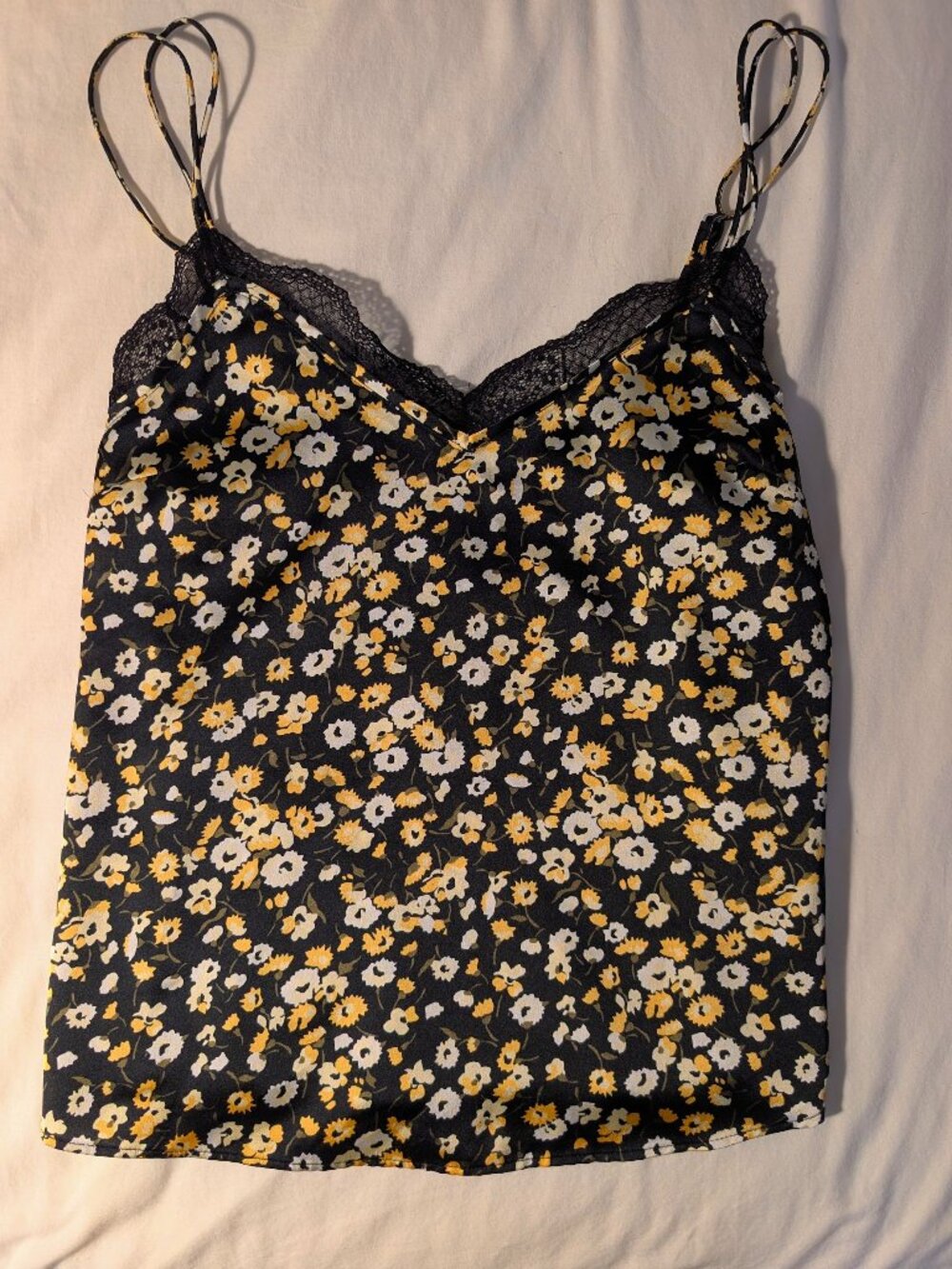 Abercrombie Tank Womens XS Black Lace Floral Tanktop Button Detail
